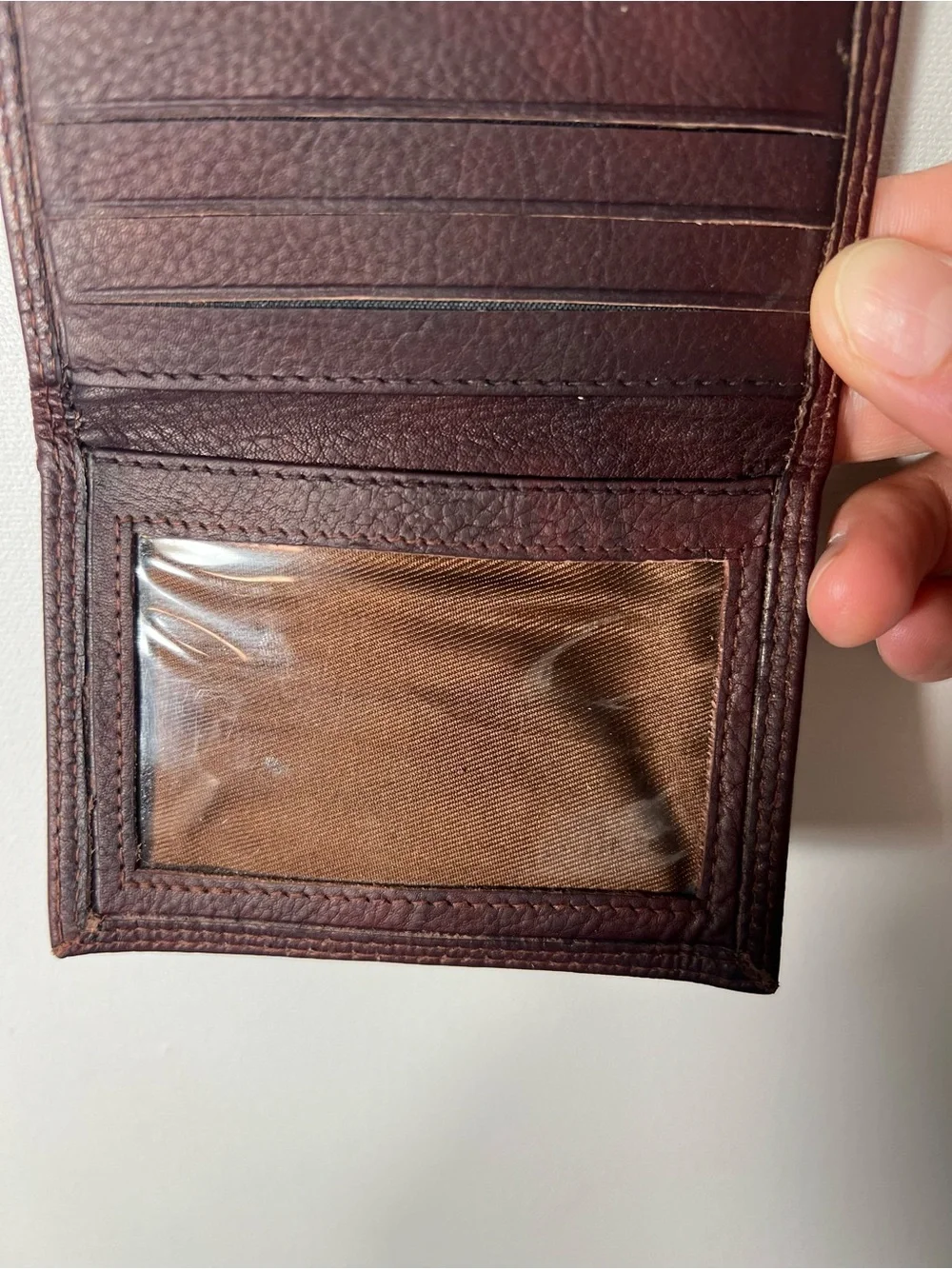Vintage Borgo Etruschi Vera Pelle Italian Leather Bifold Wallet Dark Burgundy